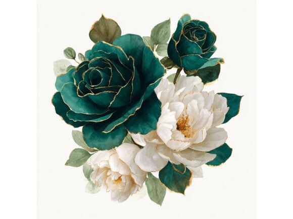 14 JPG Emerald Gold Floral Set: Elevating Your Creative Projects with Luxury Botanicals