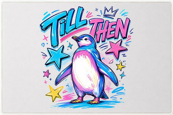Bring Playful Energy to Your Designs with the Colorful Penguin Graphic PNG