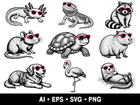 Elevating Creative Workflows with the Cool Animals with Sunglasses SVG Bundle