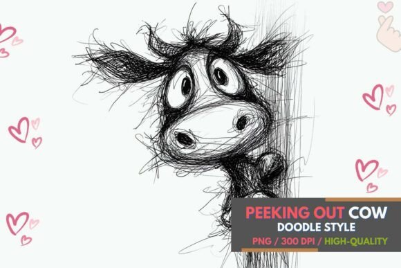 Funny Peeking Cow PNG Clipart Art
