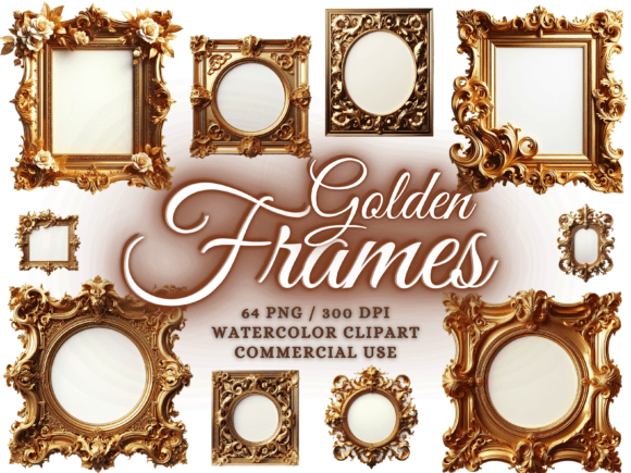 Gold Frames Clipart - Antique Frame Png