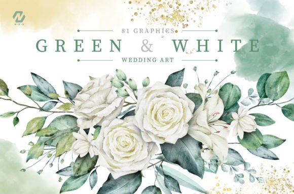Green Leaves and White Flower Lover: The New Standard for Elegant Digital Art Assets