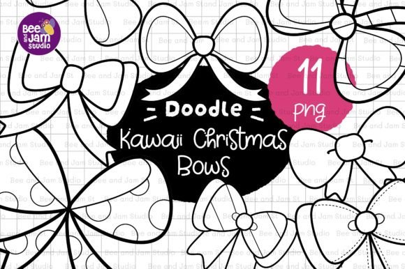 KDP Interior Christmas Bows Line Art