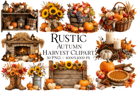 Rustic Autumn Harvest Clipart: A Practical Creative Resource for Seasonal Projects