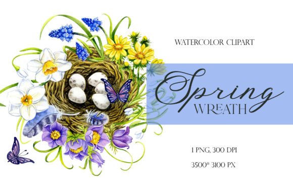 Spring Clipart, Watercolor Nest Flowers: A Guide to Digital Spring Decor